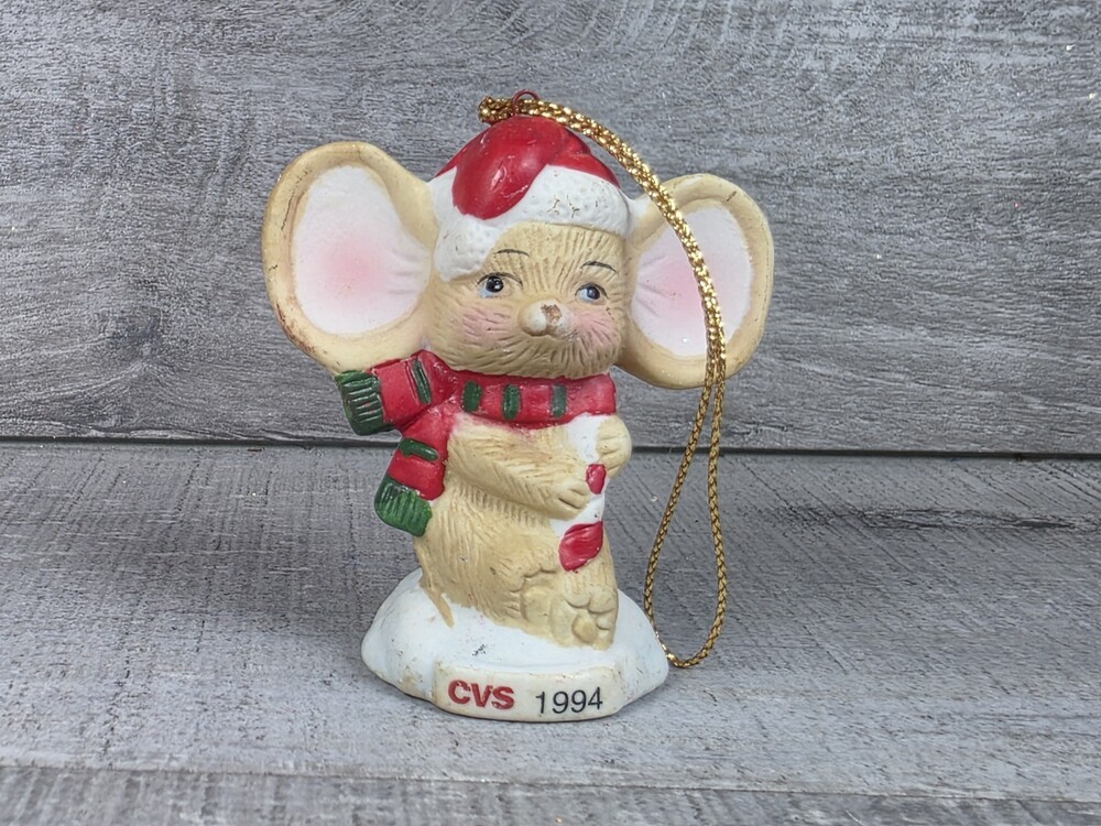 Vintage 1994 CVS Mouse Christmas Tree Ornament Holiday Decor 25b5